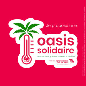 Logo oasis solidaire Slogan : Pour nos aînés, je fais de l'ombre à la canicule - Agrandir l'image, fenêtre modale